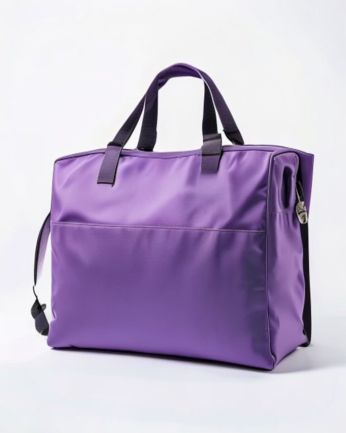 Placeholder image: Large plain purple sports duffel bag