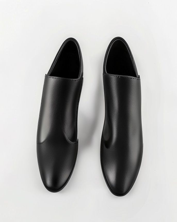 Placeholder image: Black slip-on jazz dance shoes